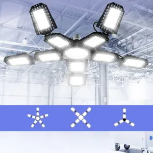 528Leds, Led Garage Lights, Bright Leds, Deformable Garage Lamp 100-277V E27 Thread 6/8/10Adjustable Panels Foldable Shed Hanging Light Indoor Office Workshop Warehouse Energy Saving Warm/Cold Commercial Lighting Parking Lot Storeroom Factory Basement