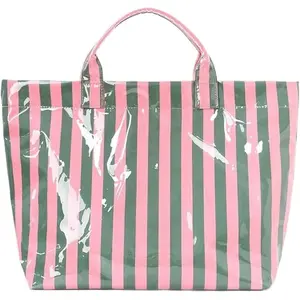 Tote Bag for Women Large Striped PVC Tote Bag Plastic Handbag Tote Bag for Work Travel