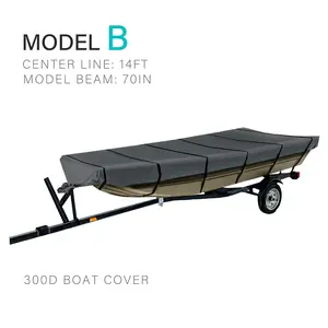 GOODSMANN Jon Boat Cover 300D Heavy Duty Fits 14ft Length Beam Width to 70'' 9411-13102-01A