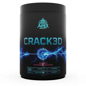 CRACK3D Strawberry Lemonade Gaming Supplement - 1 Container 30 Servings for intense gamers and anyone looking to enhance focus and concentration.