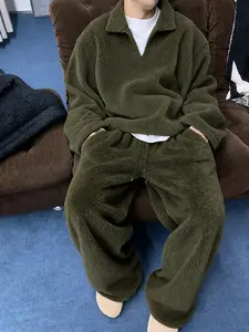 Men's Fleece Set, Soft and Skin-Friendly, Loose Fit, Perfect for Home and Outdoors, Casual High-End Style