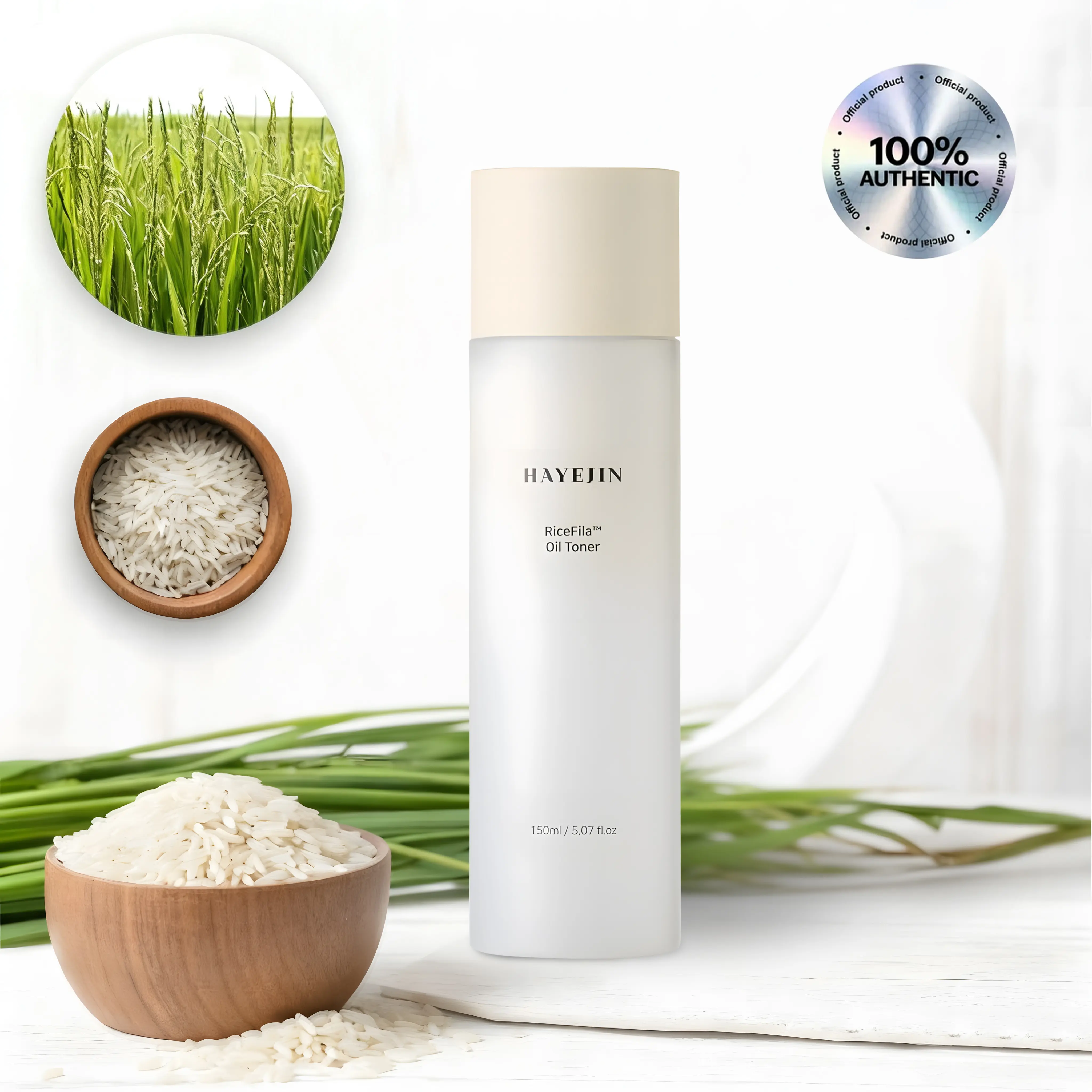 100% AUTHENTIC HAYEJIN RiceFila Oil Toner - 2-in-1 Hydrating Korean Rice Toner with Niacinamide, 8 Hyaluronic Acids & 6 Peptides - Dual Phase & Lightweight Low Molecular Weight Rice Bran Facial Oil 5.07 fl oz