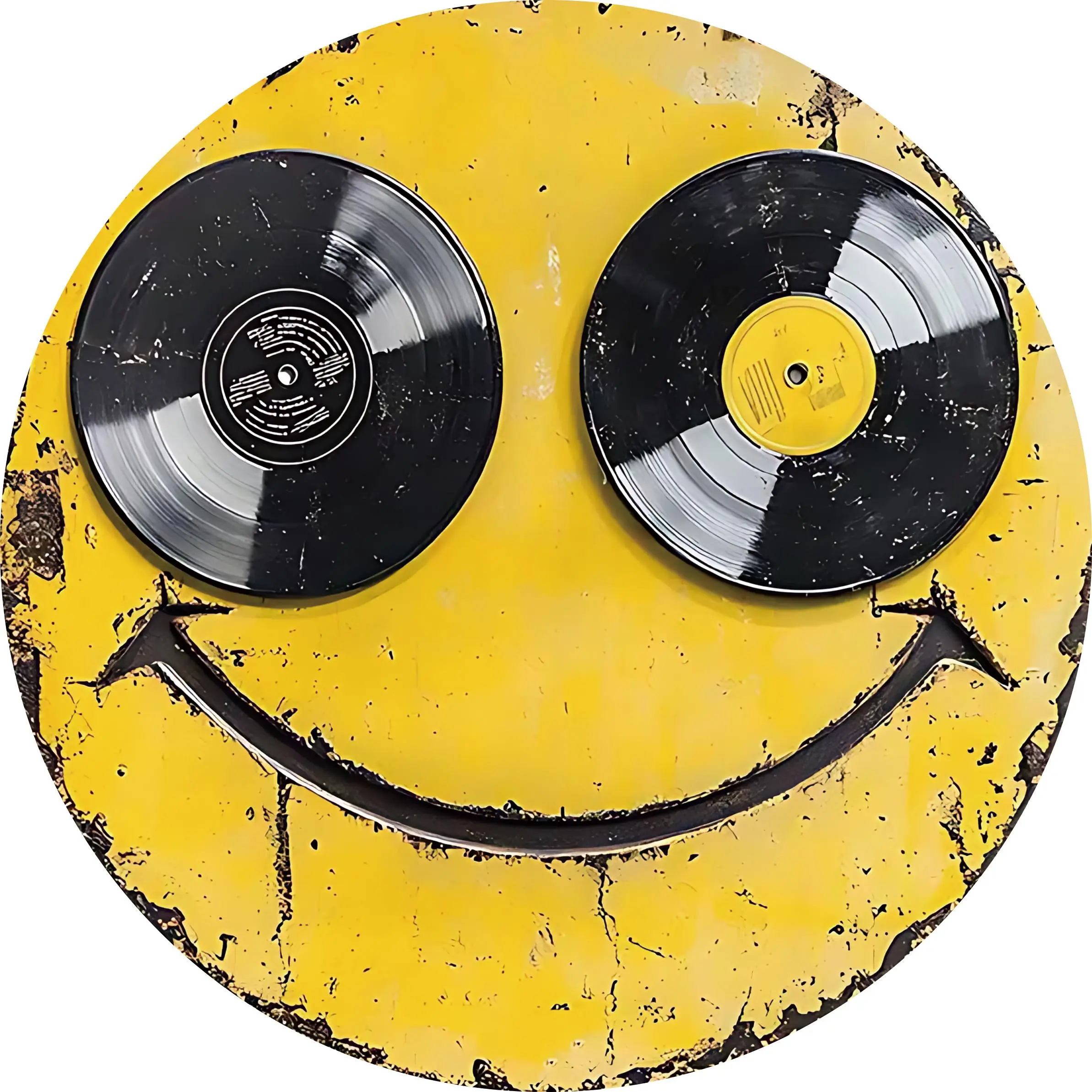Smiling Face Pattern Round Metal Tin Sign, 1 Count 2D Flat Smiling Face Wall Art Decorative Plaque Poster, Wall Art Decor for Home Cafe & Office, Novelty Decor, Vintage Metal Sign Home Decor Products