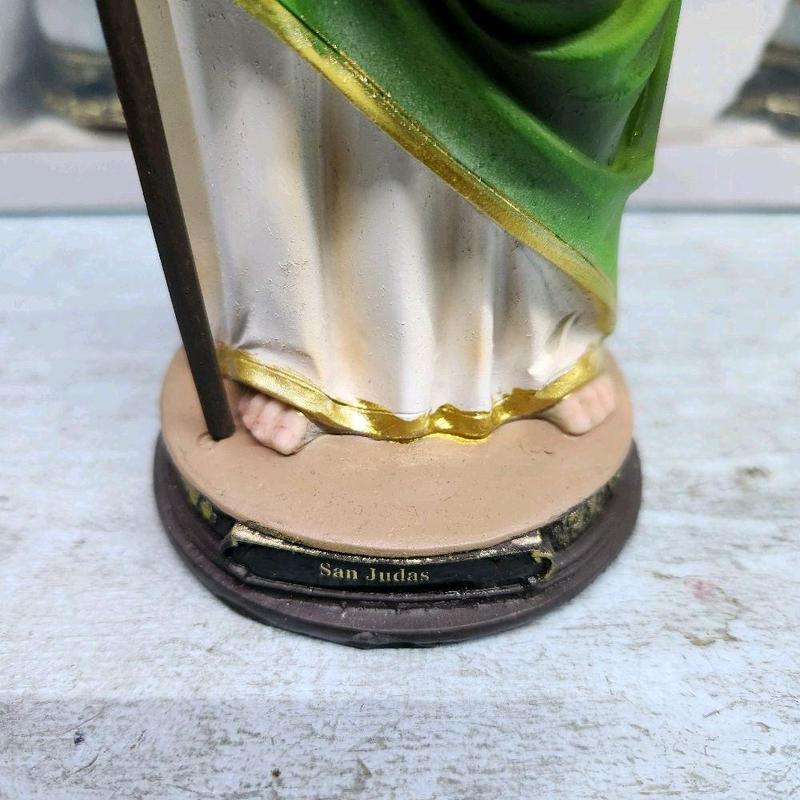 San Judas 12" Inches Tall 20057-12 Classic Estatua - Detailed Figure with Green and Gold Robe Brand New Statue St Jude Thaddeus Patron Saint of the impossible Religious Decor San Juditas