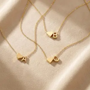 Tiny Initial Necklaces for Women Golden Heart Letter A-Z Necklace Dainty Heart Name Necklace Personalized Initial Tag Pendant Birthday Gifts Anniversary Gifts Jewelry for Women Girls Mother's Day Gift