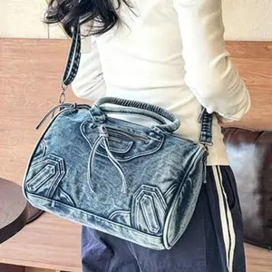 2026 Vintage Washed  Messenger Bag, Casual Y2K Style Shoulder Bag Double Handle Handbag Spacious Practical Crossbodybag Computer Bag Fashionable Street Bag Suitable for Work Commuting, Shopping, Travel and Back To School