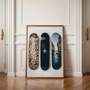Skateboard Wall Art Print, Modern Leopard Star & Ocean Photography, Cool Skate Deck Decor for Living Room or Office, Trendy Urban Poster, Room Decor, Unframed