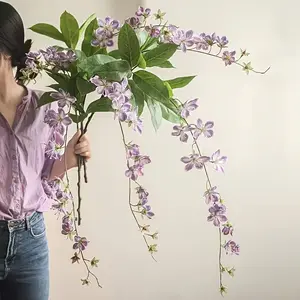 3pcs of Artificial Jasmine Flowers, Outdoor Simulation Flowers with Leaves And Vines, Realistic Touch Fake Flowers Suitable for Home Indoor Landscaping Wall Hangings, for Home Decor, Wedding Decorations, Lifelike artificial flower