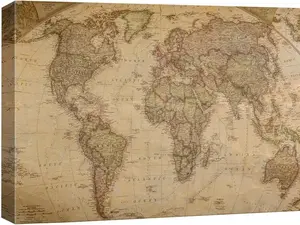 Canvas Print Wall Art Vintage Antique Globe World Map Educational & School History Modern Art Map of the World Decorative Multicolor Minimalism for Bedroom SHJY-01247