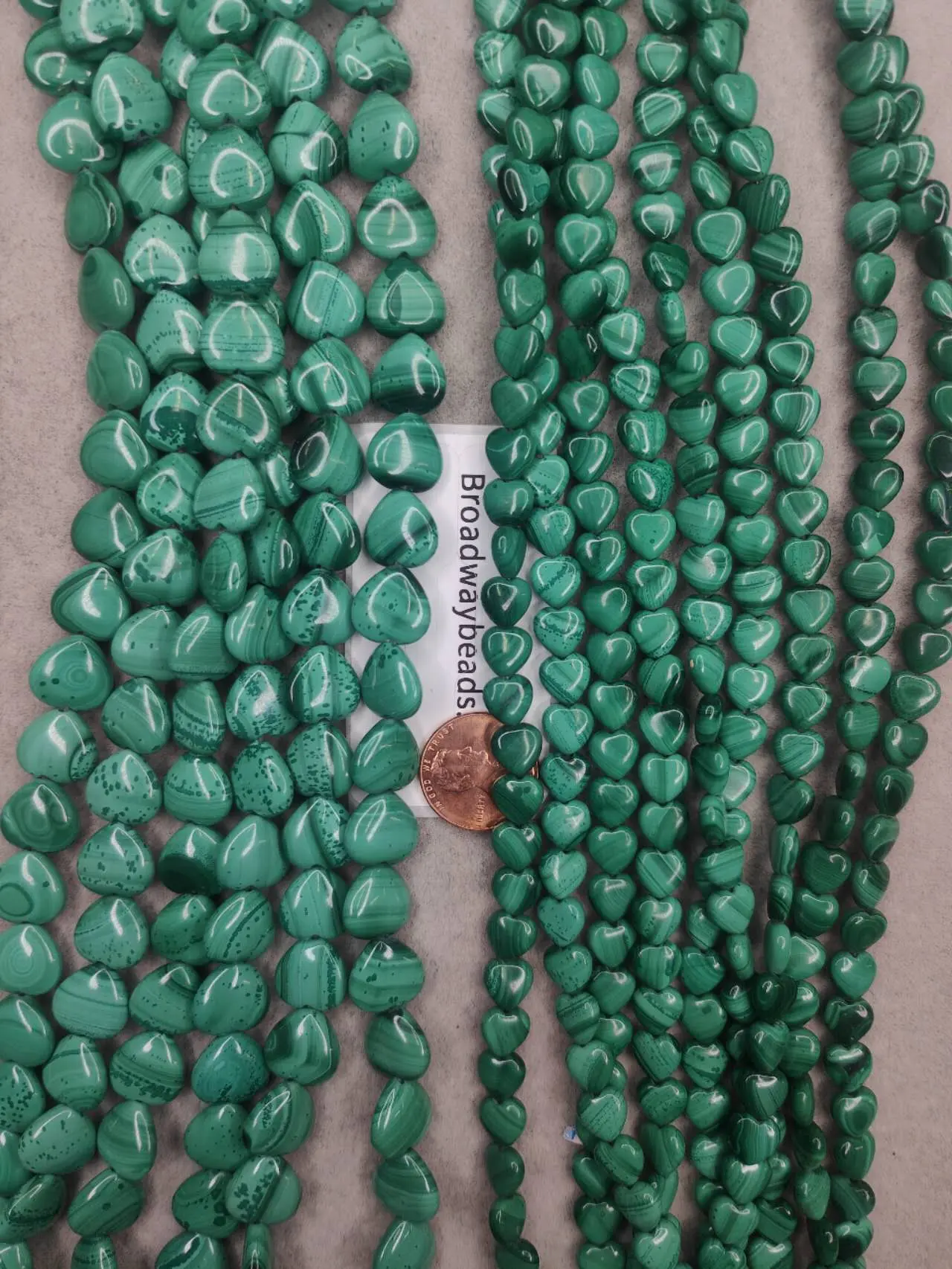 malachite heart AB grade 8mm 12mm