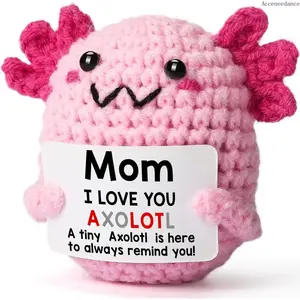 Handmade Crochet Axolotl Plush Figurine, Cute Sentimental Mom Gifts for Mother's Day, Birthday