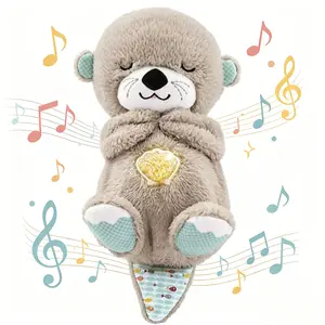 (Rhythmic Breathing Motion)Sound MachineBreathing Otter Plush Toy with RhythmicMovements & Music for Baby Sleep - Gentle Hug& Four Gear Adjustment for Soothing & RelaxationCute Musical Light Up