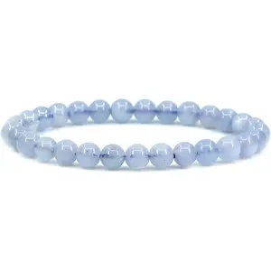 Natural A Grade Aquamarine Gemstone 6mm Round Beads Stretch Bracelet 7" Unisex