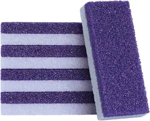 4 Set of Foot Pumice Stones & Scrubbers Sturdy Exfoliating Pedicure Tools Home Body Cleansing Aids for Men Women Purple PU Materia