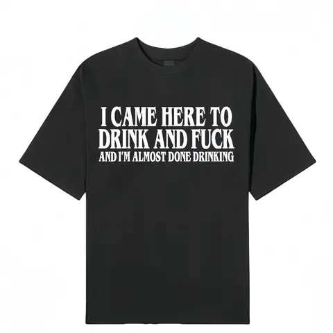 Men's Short-Sleeve Round Neck T-Shirt, Funny "I Came Here To Drink And I'm Almost Done" Meme Tee, Y2k Parody Ironic Gift, Casual Fashion Streetwear Top tiktokshopspringglowup,summervibes