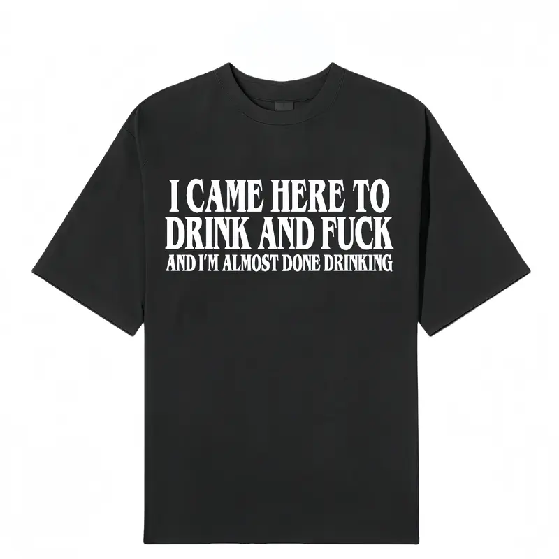 Men's Short-Sleeve Round Neck T-Shirt, Funny "I Came Here To Drink And I'm Almost Done" Meme Tee, Y2k Parody Ironic Gift, Casual Fashion Streetwear Top tiktokshopspringglowup,summervibes