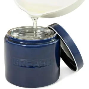 Bacon  Saver with Strainer - Ceramic  Container 1L Storage Canister | Holds Bacon  Drippings | Oil Keeper for Kitchen Counter Storage