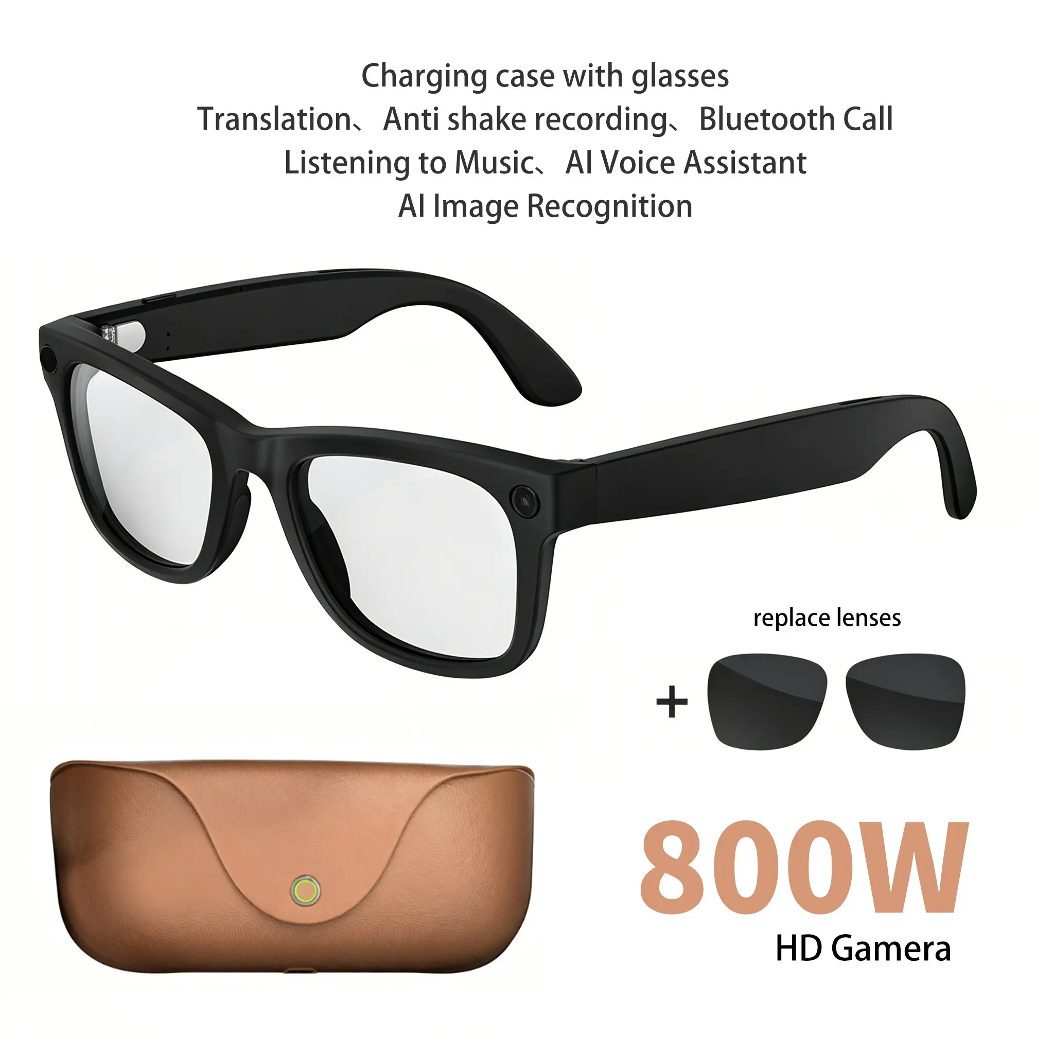 2026 Mt5 Ultra Smart Camera Glasses, 8mp HD Video & Photo Recording, Bluetooth-compatible Audio, Real-Time Translation, Unisex, Travel, Driving, Outdoor Sports