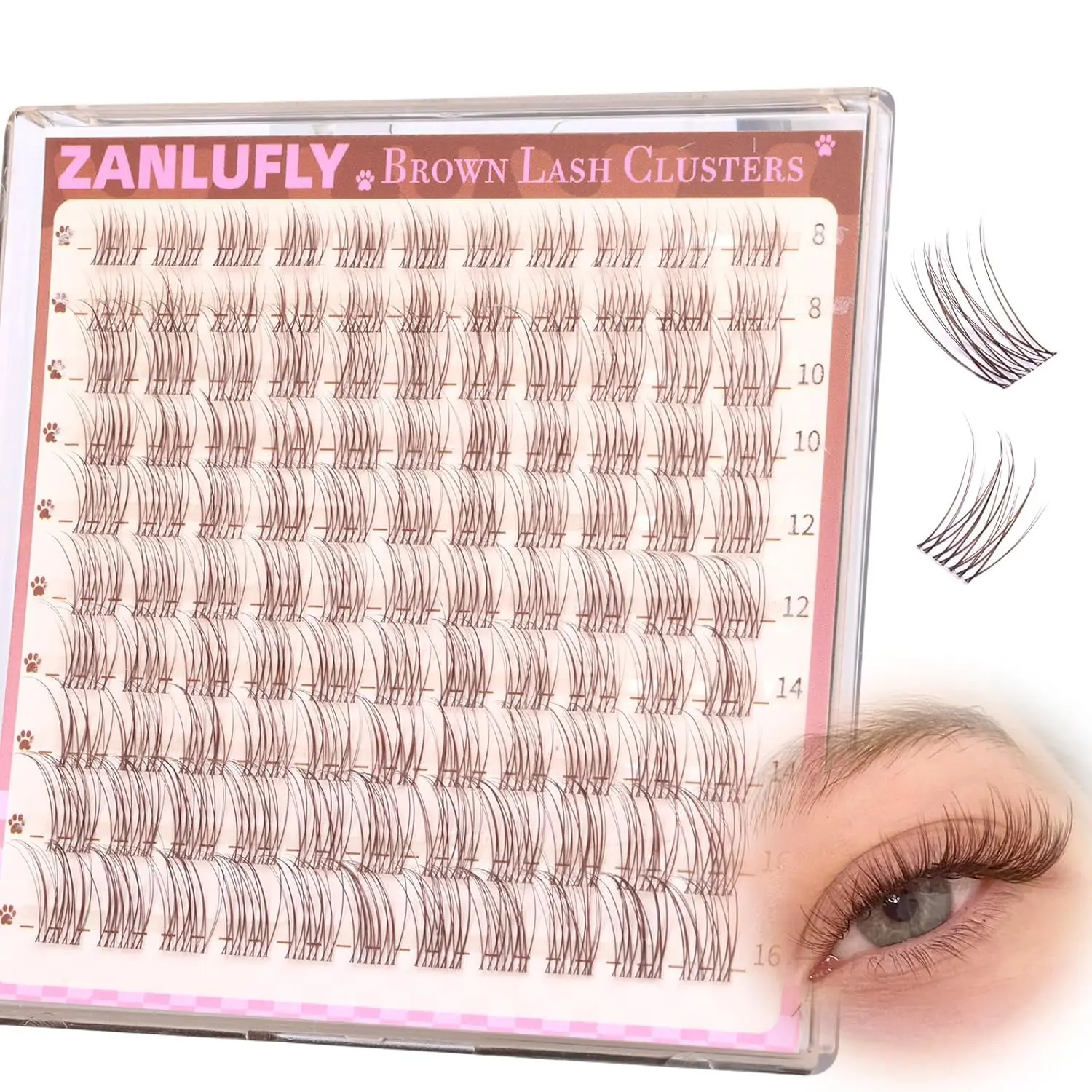 DIY Eyelash Extensions, Lightweight Dense Natural Lashes, Volume Cluster Lashes, Lengthening Volumizing Lashes, Mixed Sizes 8-16mm, Home Use Personal Lashes, Volumized False Eyelashes, Lashes Clusters Kit, 100 Pieces Set