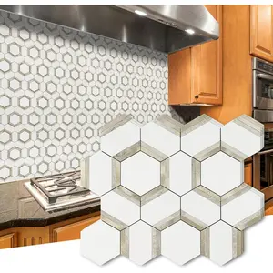 10 Sheets Peel and Stick Backsplash, White PVC Mixed Metal Light  Kitchen Backsplash Stick  Backsplash Mosaic Tile for Fireplace, RV, 12x12inch