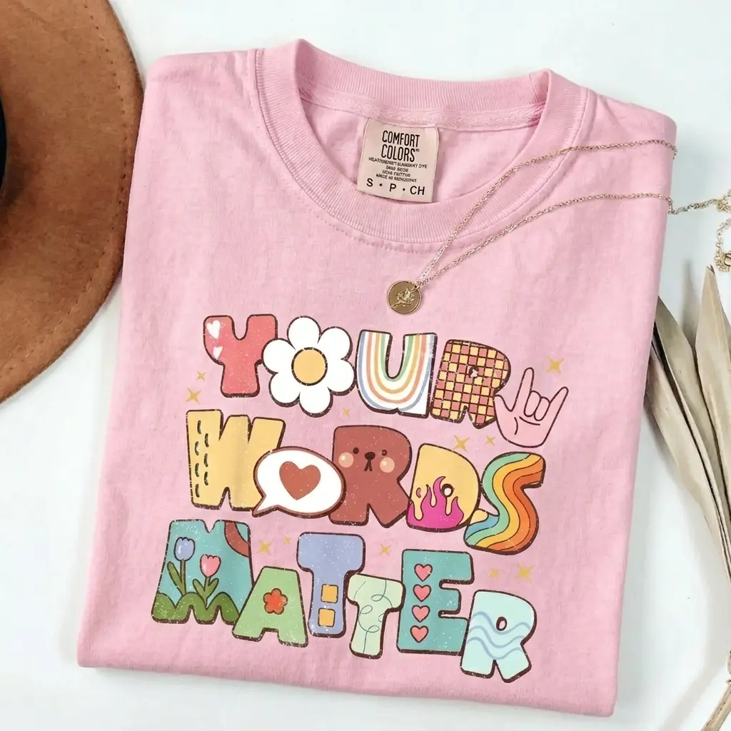 Comfort Colors Your Words Matter T-Shirt – Speech Therapy Shirt, Speech Pathologist Tee, SLP Appreciation Shirt, Speech Pathology Gift, SLP Graduation Top Streetwear Summer