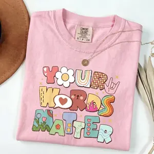 Comfort Colors Your Words Matter T-Shirt – Speech Therapy Shirt, Speech Pathologist Tee, SLP Appreciation Shirt, Speech Pathology Gift, SLP Graduation Top Streetwear Summer