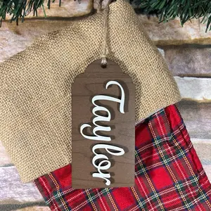 Stocking name tag Elegant wooden Christmas Gift Tag Custom Name Tag