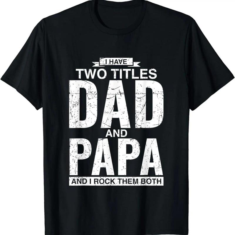 Cool Dad And Papa Double Title Rocking T-Shirt For Awesome Fathers Fathersdaygift Menswear Casual graphic tee Shortsleeve