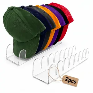 DANYCO Hat Organizer for Baseball Caps, 2 PCS Clear Acrylic Hat Rack for Cap Storage and Display, No-Install Hat Stand Holder for Bedroom, Closet, Dresser