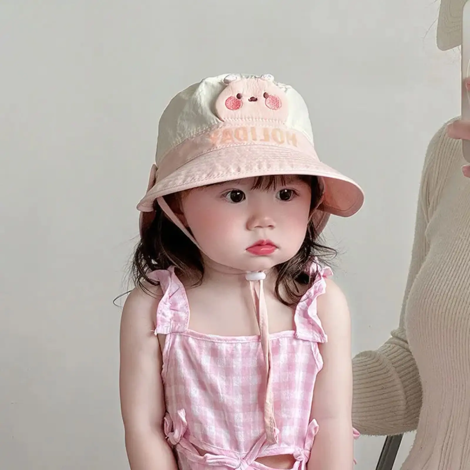 Kids Wide-Brim Bucket Hat with Cartoon Print, Cotton Sun Protection for Toddlers 1-5 Years with Adjustable Strap for Beach Sports, Casual, 1-5 Years Old (Head Circumference 46-52 Cm),back to school,back to school haul