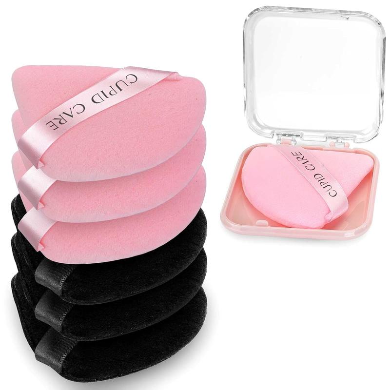 6 Pcs Triangle Powder Puff with 2 Travel Cases, Setting Powder Puffs ...