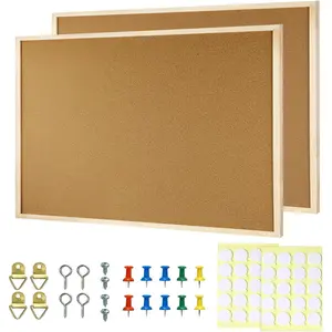 2 count Cork Board, 17.7''x13.3'' Bulletin Board, Wooden Framed Corkboards for Wall, Small Cork Board, Vision Board Supplies, Prayer Board, Picture Board for Photos, Office, Home Decor, School