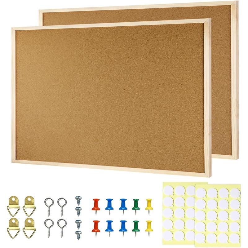 2 count Cork Board, 17.7''x13.3'' Bulletin Board, Wooden Framed Corkboards for Wall, Small Cork Board, Vision Board Supplies, Prayer Board, Picture Board for Photos, Office, Home Decor, School