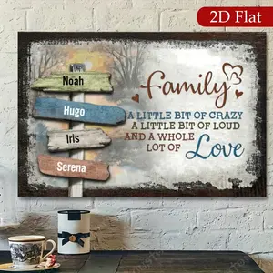 Personalized canvas, brimming with love, a family is so happy. Father's Day and Mother's Day, crossword art, extremely exquisite - perfect for giving gifts, large wall decoration, suitable for home and office decoration