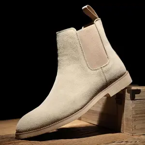 Men's High-Top Genuine Leather Chelsea Boots - Casual British Style Ankle Boots