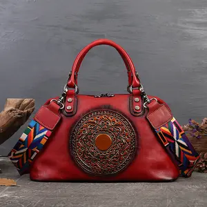 Women's Handbag Cowhide Retro Totem