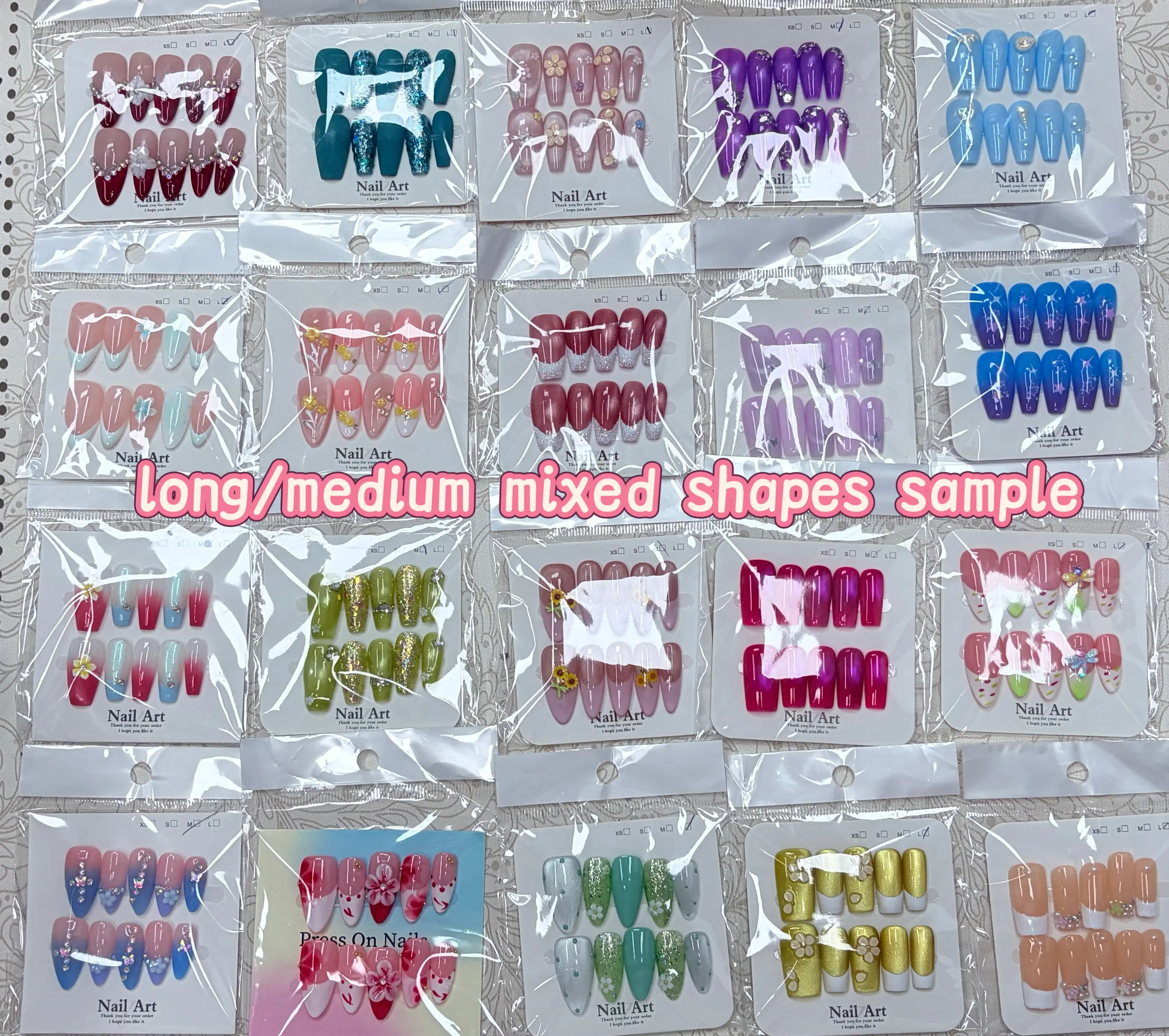 Cindy:XZH.$30 for 20 pairs handmade press on nails optional size+length+shape