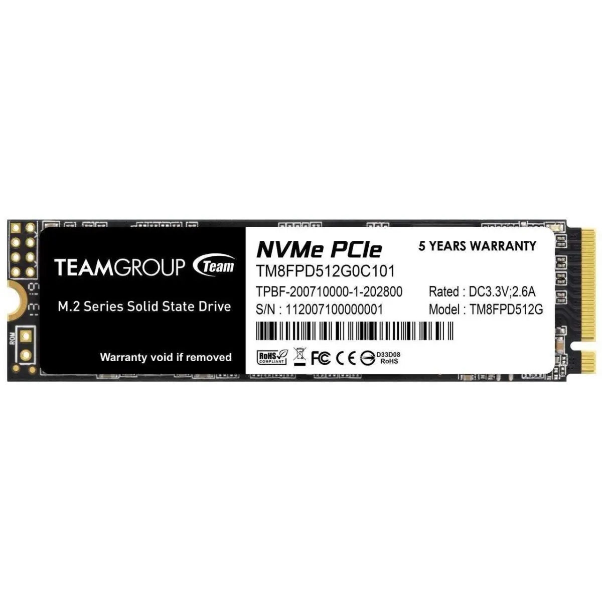 Team Group MP33 PRO M.2 2280 512GB PCIe 3.0 x4 NVMe 1.3 3D NAND Internal SSD Drive, High-Efficiency Storage for Gamers, Graphic Design, and Windows 10 Systems