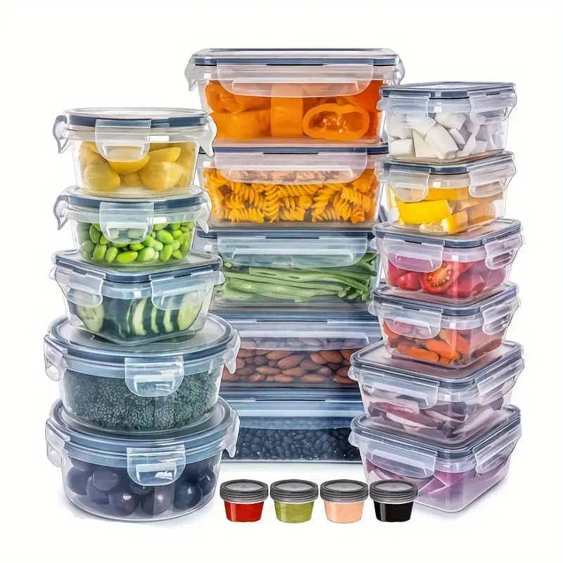26-Piece Airtight Food Storage Containers Set - Ultimate Leakproof Plastic Meal Prep Containers for Kitchen & Fridge Organization, Space-Saving Design