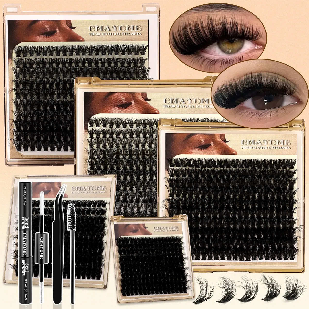 200/180/160 Pcs D Curl 40D/50D/160D Mermaid Lash Extensions, Diy Volume Eyelashes - Voluminous Curled Clusters, Dramatic 10-18mm Lengths, DIY Volumizing Styles, Soft, For Home Use & Festival Gift Lashes