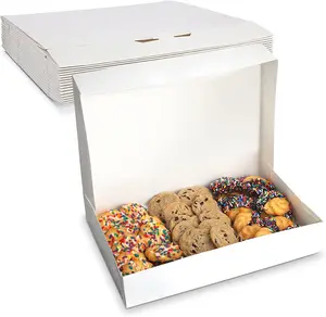 MT Products 12" x 8" x 2.5" Auto-Popup White Bakery Boxes - Pack of 15