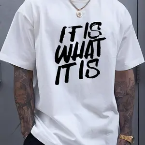 Men's Casual Cotton Patterned T-Shirt Breathable Comfortable Crew Neck Short Sleeve for Everyday Wear