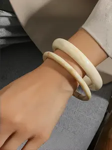 Elegant Resin Bangle Set for Women, 2-Piece Vintage Simple Design, Perfect for Daily Wear & Special Occasions, Ideal Gift for Mom & Daughter, Elegant Minimalist Bangle