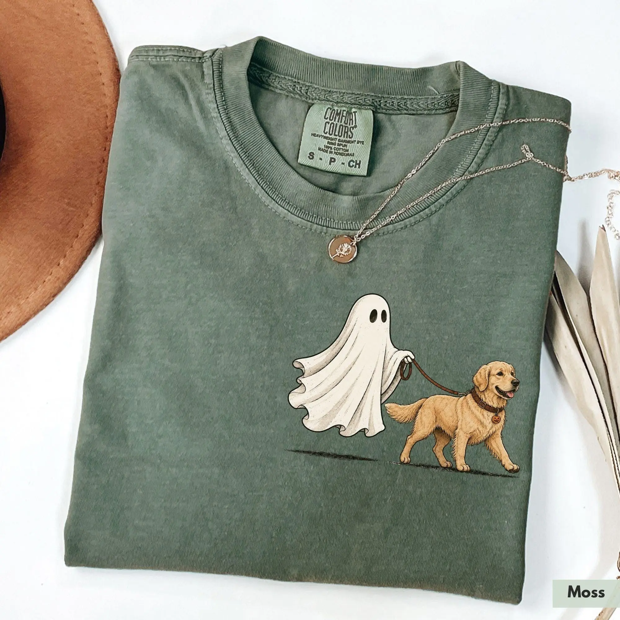 Comfort Colors Golden Retriever Ghost Shirt, Golden Retriever Halloween Shirt, Cute Golden Retriever Halloween Shirt, Halloween Dog Shirt