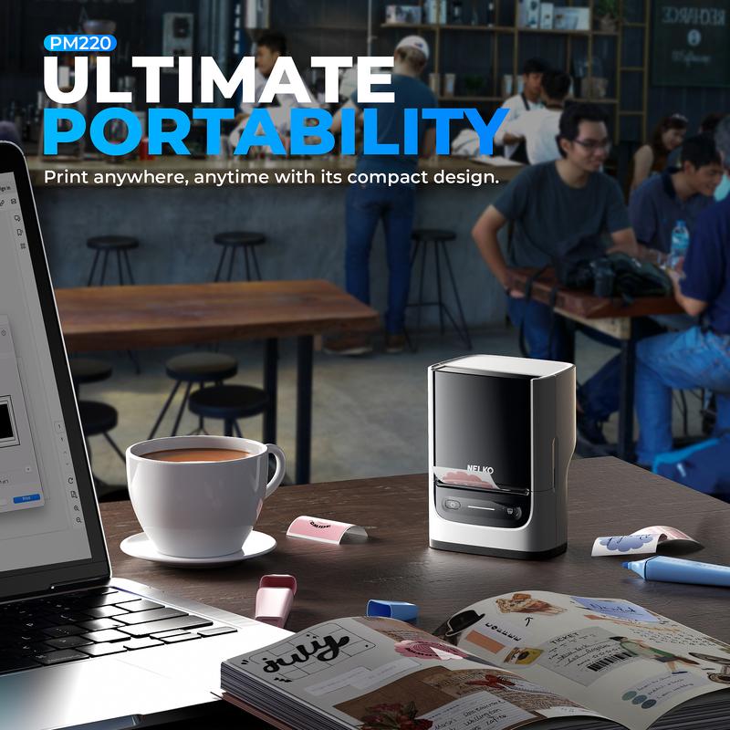 PM220 Label Makers, Bluetooth Portable Thermal Printer, Mini Printer  for Study, Office, Mailing,Printing Paper for Phones & PC