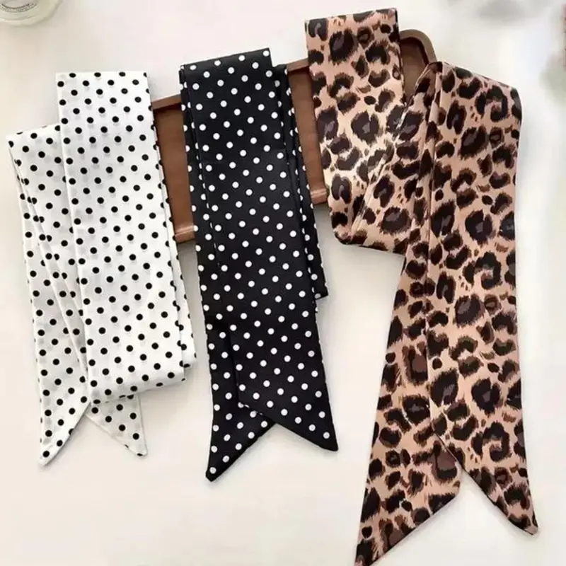 Women Leopard Polka Dots Hairband Scarf Belt, Fashion Accessory, Soft Material, Vintage Style, All Seasons, Multifunctional Wrap, Leopard Print Scarf, Versatile Headscarf, Decorative Scarf, Scarf for Hair