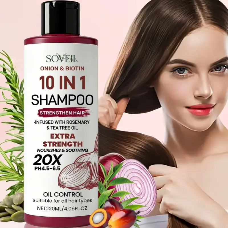 120 ML 10 IN 1Onion STRENGTHEN HAIR Shampoo, Nourishing 10-in-1 Care,Rich In Rosemary. Batana, Pumpkin Seed Oil And Caffeine, CleansesLoose Scalp Debris, Long-lasting. Deep Hydration For Silky-smooth, Volume Fortify，Halloween Hair Care Gifts