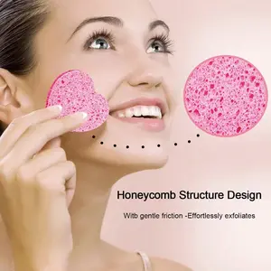 2/10/30/50 Pcs Compressed Heart-Shaped Facial Sponges For Cleaning, Natural Face Cleansing Sponge Pads For Exfoliation, Suitable For Home And Travel Use.