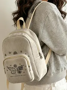 Butterfly Floral Pattern Backpack, Lightweight & Layered Storage, Casual All-Season Design, Ideal for Students & Travel