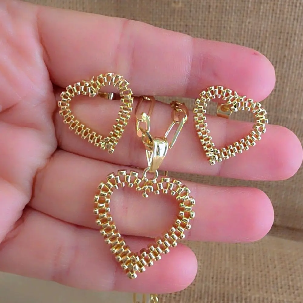Heart 14kg Gold Plated Necklace with Chain Design